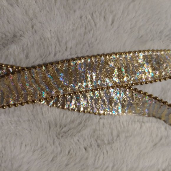 Belts by Simon silver metallic leather large belt with gold hardware main image 11